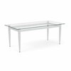 Lesro Siena Lounge Reception Coffee Table 40x20in Glass Top, Brushed Steel SN0840